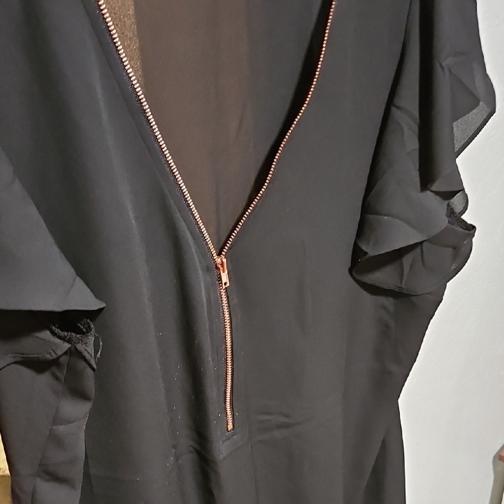 Black Ruffle Sleeve Top - Picture 3 of 4